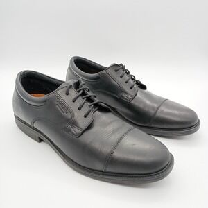 Rockport Black Leather Cap Toe Oxfords Mens Size 11 Hydro-Shield Waterproof